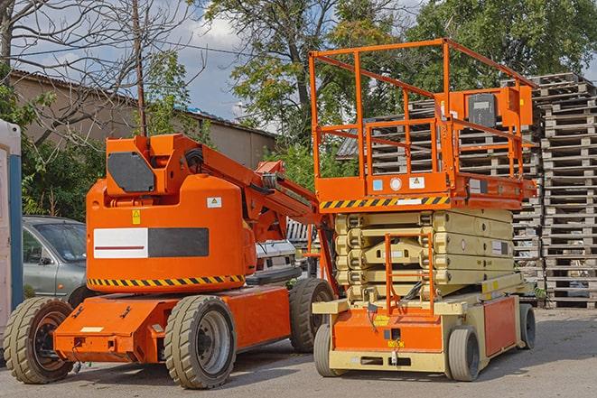 stocking inventory with warehouse forklift in Mecca CA